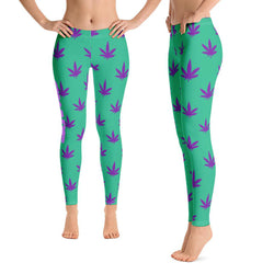 Turquoise Leaf Leggings