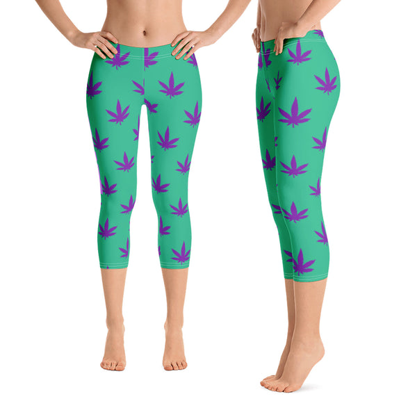 Turquoise Leaf Leggings