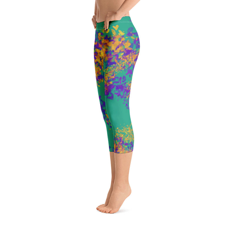 Leaves Blowing Capri Leggings