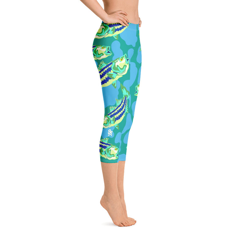Stripe Bass Capri Leggings