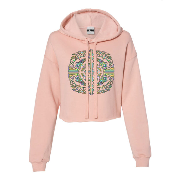 Bird Pattern Crop-Top Hoodie