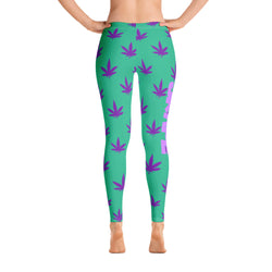 Turquoise Leaf Leggings