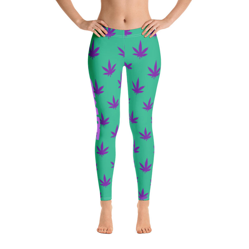Turquoise Leaf Leggings