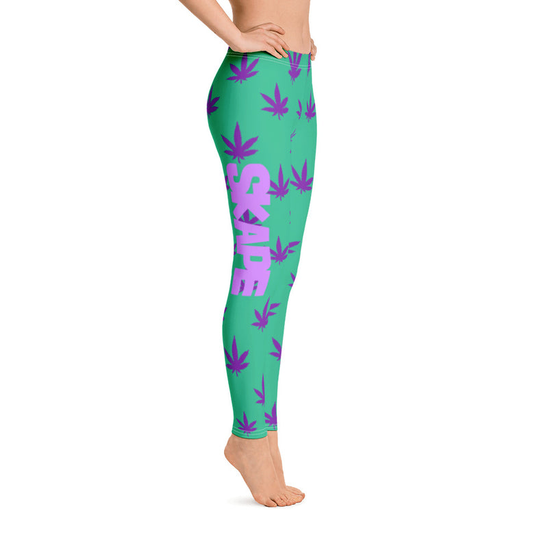 Turquoise Leaf Leggings